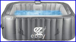 SereneLife 4-Seat Square Inflatable Pool Hot Tub Spa with Light & Remote Control