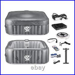 SereneLife Outdoor 4 Person Inflatable Square Hot Tub with Bubble Jets (Used)