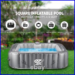 SereneLife Outdoor Portable 6 Person Square Hot Tub with Bubble Jets (For Parts)