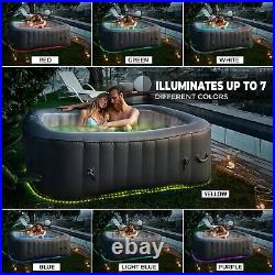 SereneLife Outdoor Portable 6 Person Square Hot Tub with Bubble Jets (For Parts)