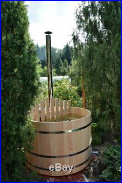 Siberian cedar wooden hot tub. Outdoor wood fired spa bath. 4 person ofuro