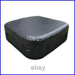 Square Deluxe 6 Person Portable Inflatable Hot Tub Jet Spa Gray with Cover Black