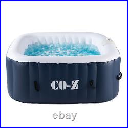 Square Inflatable Spa Tub Portable Hot Tub w 120 Jets Air Pump Ideal for 4