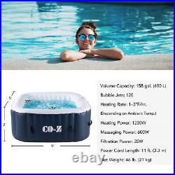 Square Inflatable Spa Tub Portable Hot Tub w 120 Jets Air Pump Ideal for 4
