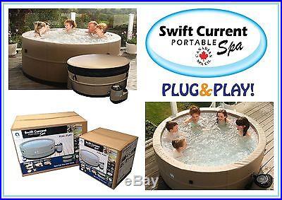 Swift Current 5 PERSON SPA HOT TUB Foam Wall -Air Bubble Massage Jet Brown Tan